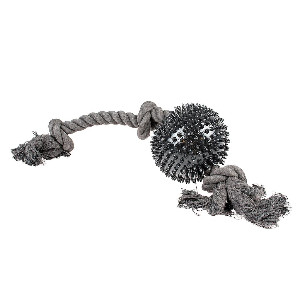 OFERTA DUVO JUGUETE PERRO ECO CUERDA NEGRA 3 NUDOS CON BOLA GOMA DE 11 CM  50 x 11 x 11 CM