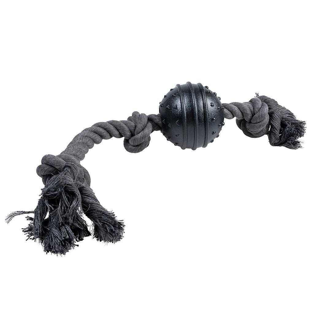 OFERTA DUVO JUGUETE PERRO ECO CUERDA NEGRA 3 NUDOS CON BOLA GOMA DE 8 CM  50 x 8 x 8 CM