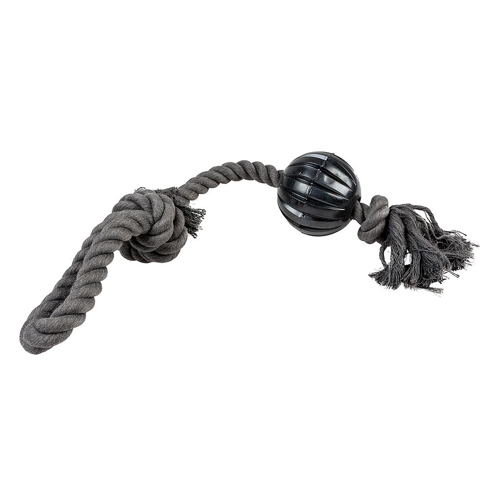 OFERTA DUVO JUGUETE PERRO ECO CUERDA NEGRA 2 NUDOS CON ASA Y BOLA GOMA 58 x 8,5 x 8,5 CM