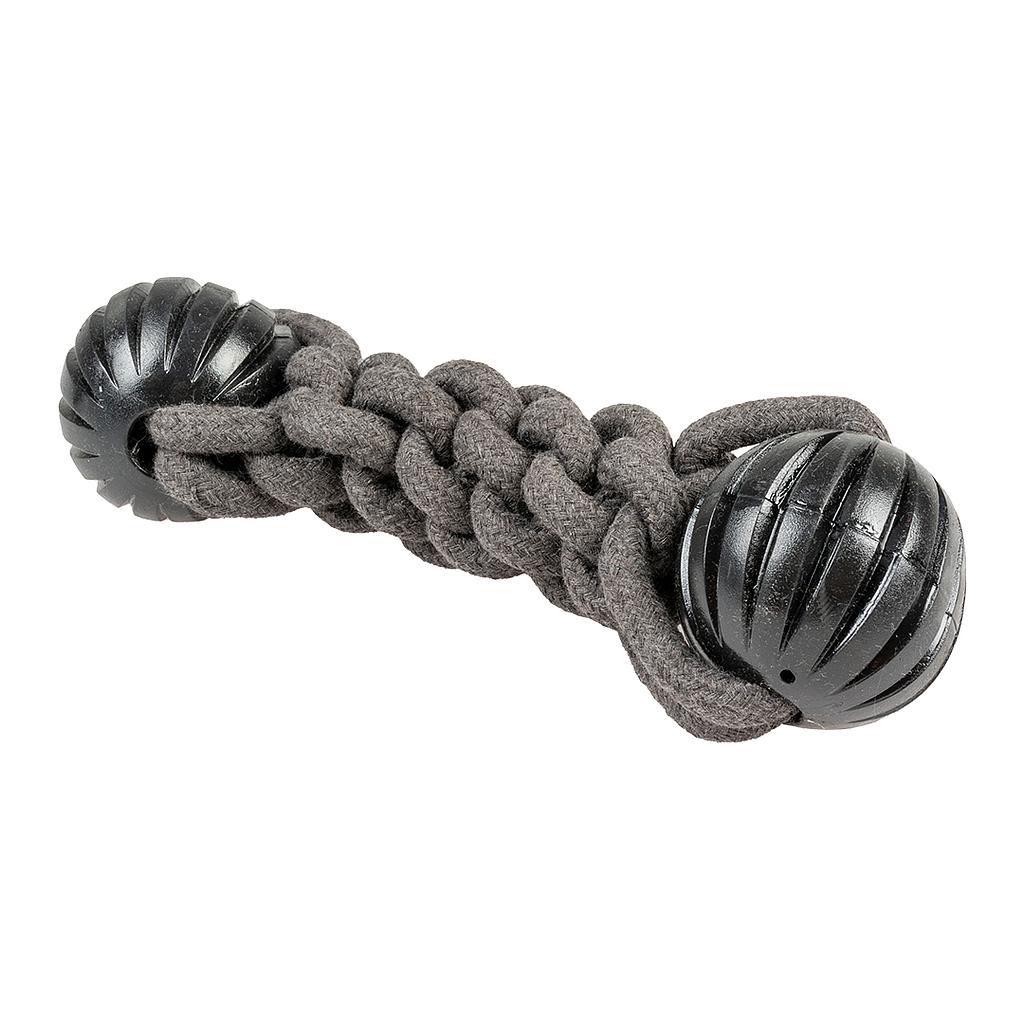 OFERTA DUVO JUGUETE PERRO ECO CUERDA NEGRA PALO CON 2 BOLA GOMA  23 x 6 x 7,5 CM