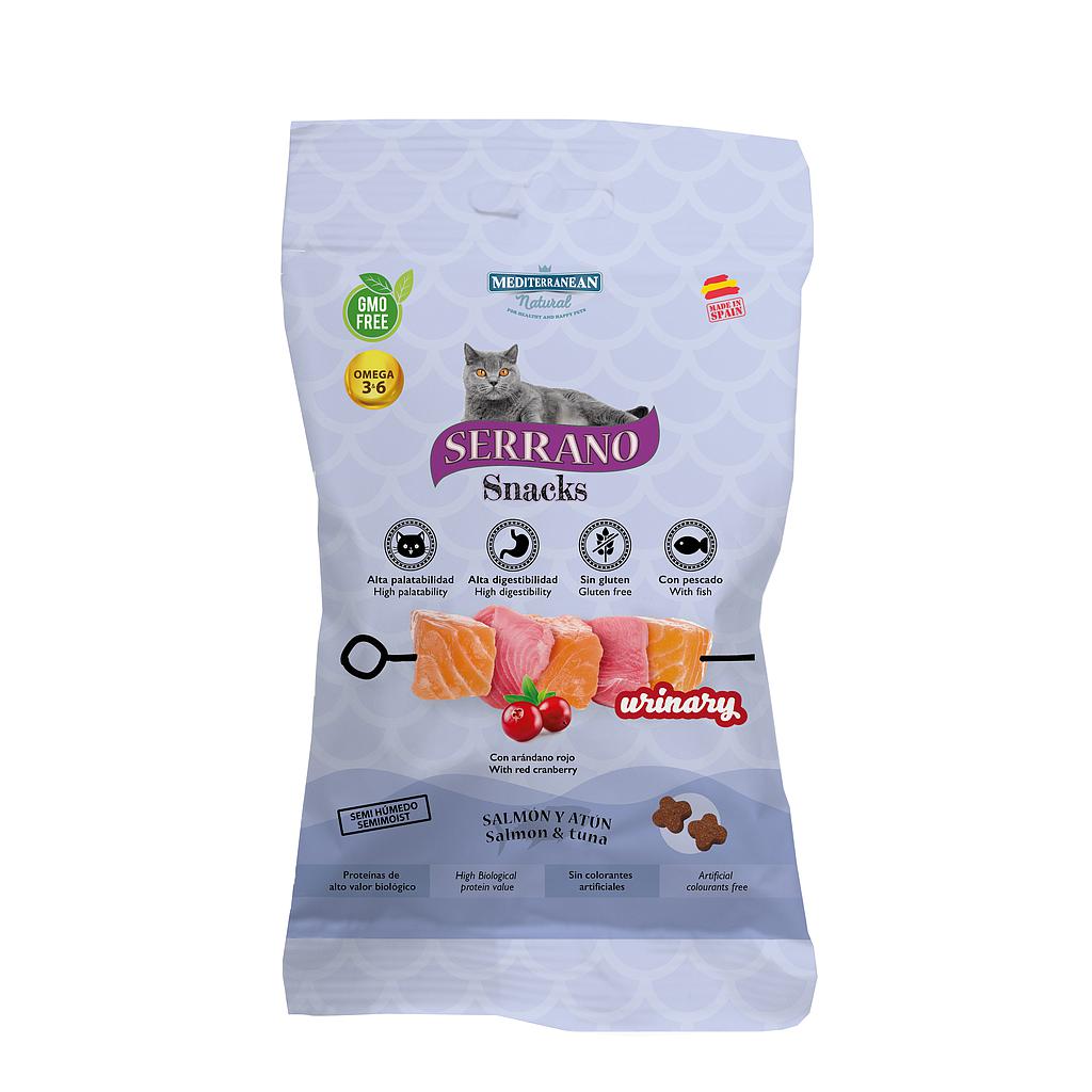 MDT NEW SERRANO SNACKS GATO URINARY SALMON Y ATUN 50 GR