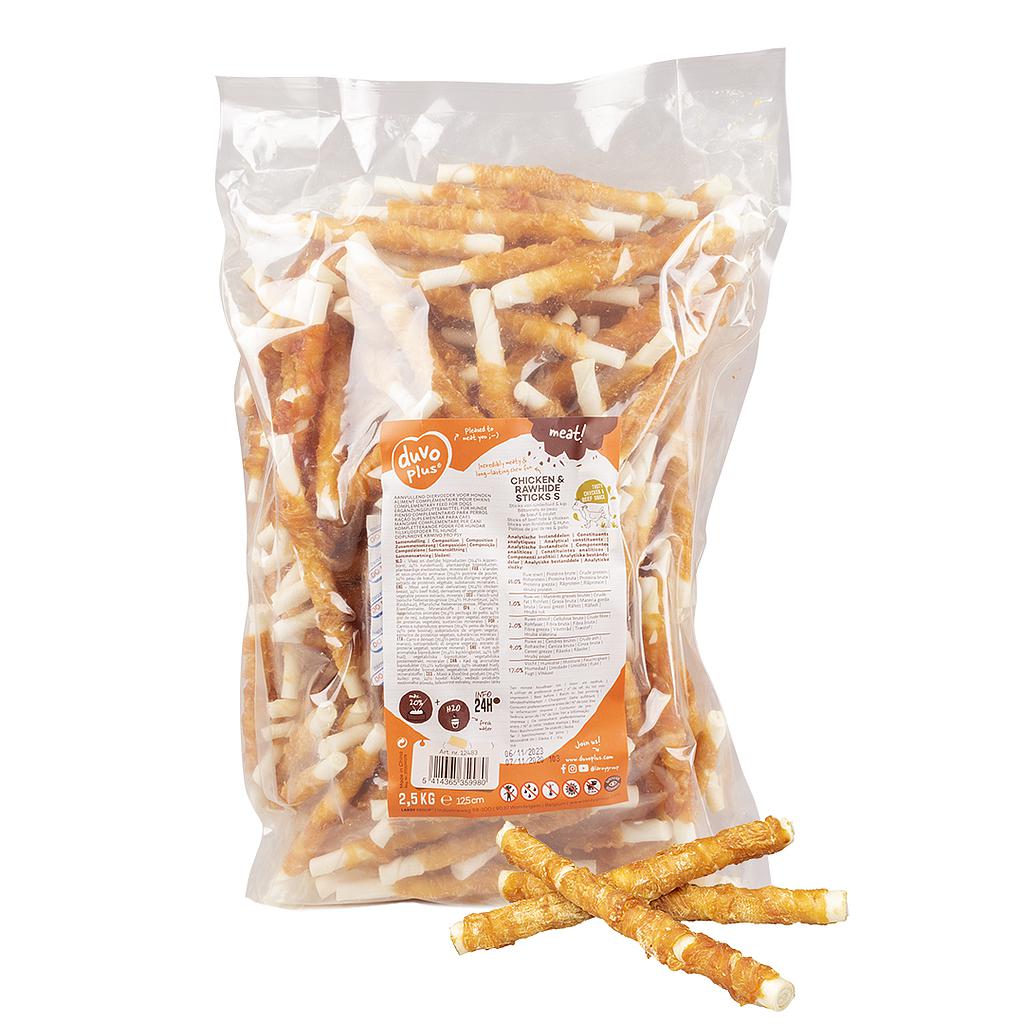 DUVO MEAT PALOS DE POLLO Y PIEL SMALL 12,5 CM BOLSA 2.500 GR 208 UNI APROX