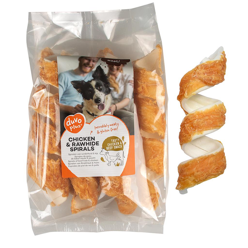 DUVO MEAT ESPIRAL DE POLLO Y PIEL SMALL 14-16 CM BOLSA 500 GR 14 UNI