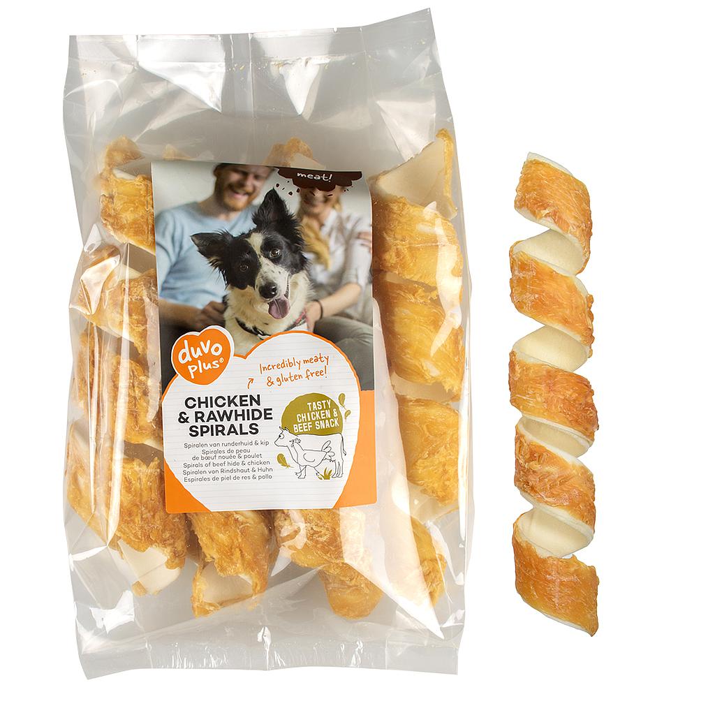 DUVO MEAT ESPIRAL DE POLLO Y PIEL LARGE 25-27 CM BOLSA 520 GR 8 UNI
