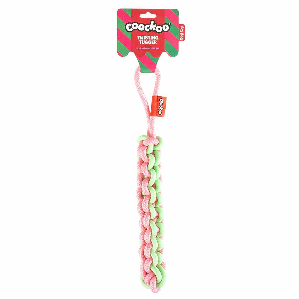 DUVO COOCKOO JUGUETE PERRO TWISTING TUGGER VERDE Y ROSA 45 x 4,5 x 4,5 CM
