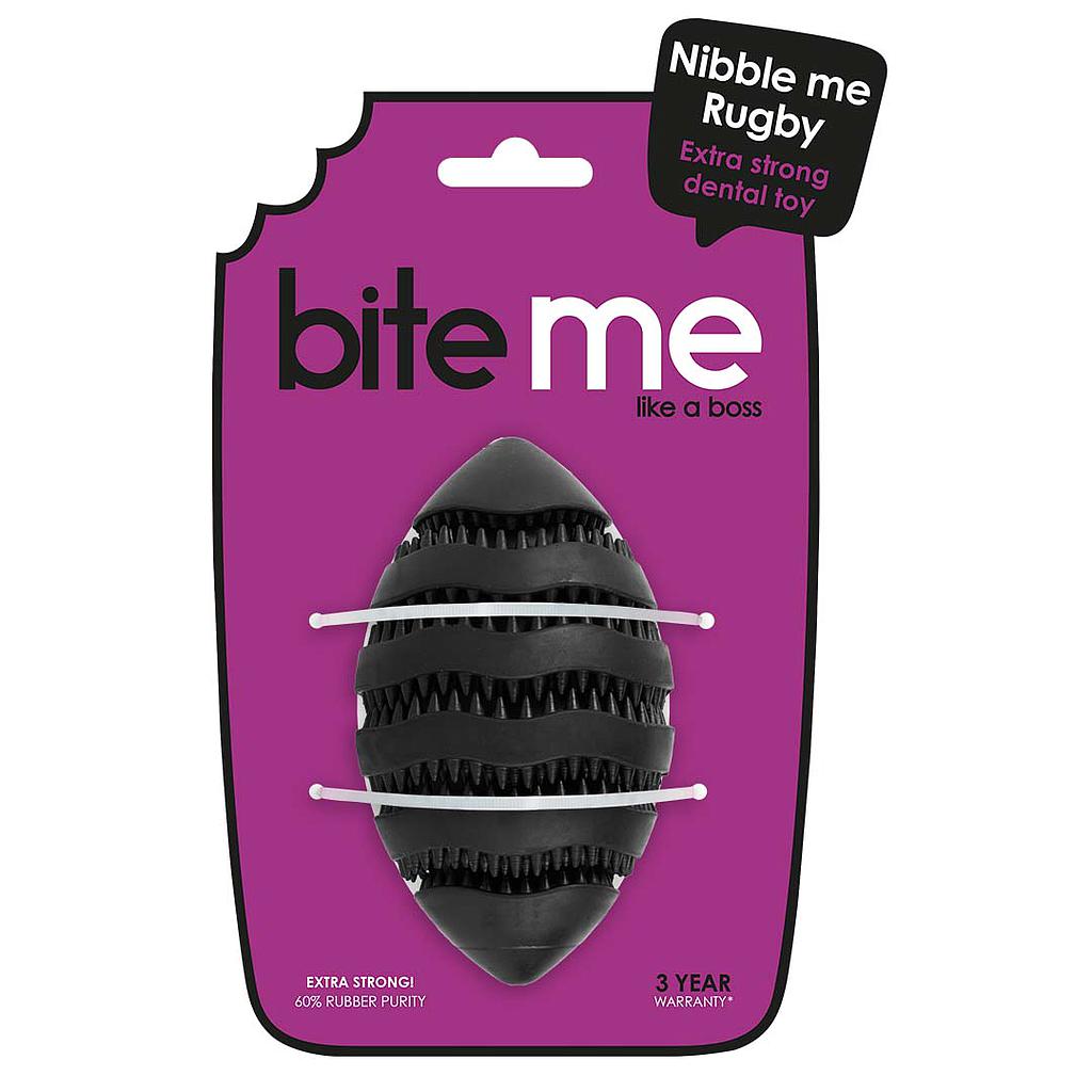 DUVO JUGUETE PERRO NIBBLE ME RUGBY NEGRO T-S  11 x 6 x 6 CM