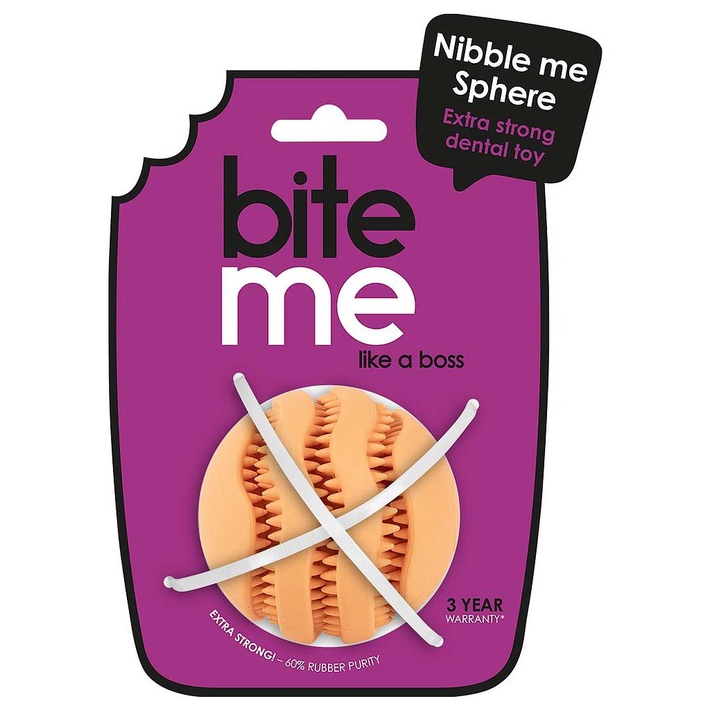 DUVO JUGUETE PERRO NIBBLE ME SPHERE NARANJA T-L  9 x 9 x 9 CM