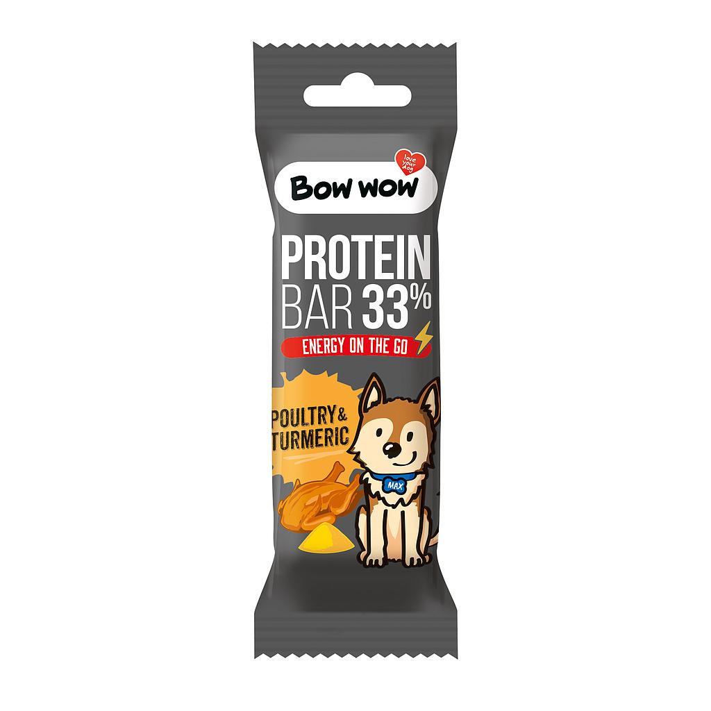BOW WOW PROTEINA BAR WITH POULTRY &amp; TUMERIC 32 GR / 30 BOLSAS