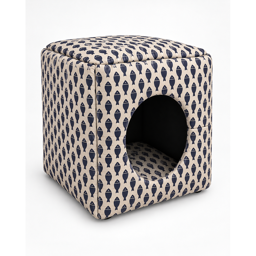 YAGU DESCANSO CUBO COMPACTO PISCIS AZUL T-U  33 x 33 x 33 CM