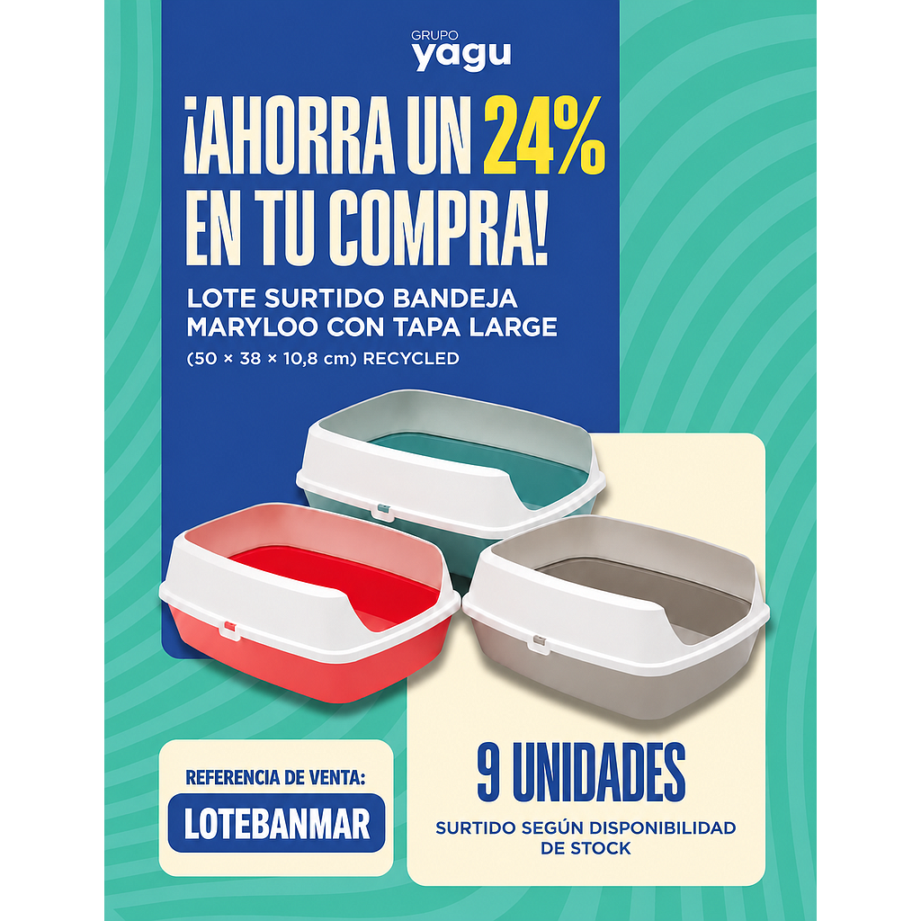 MODERNA LOTE SURTIDO BANDEJA MARYLOO CON TAPA LARGE 50 x 38 x 10,8 CM RECYCLED